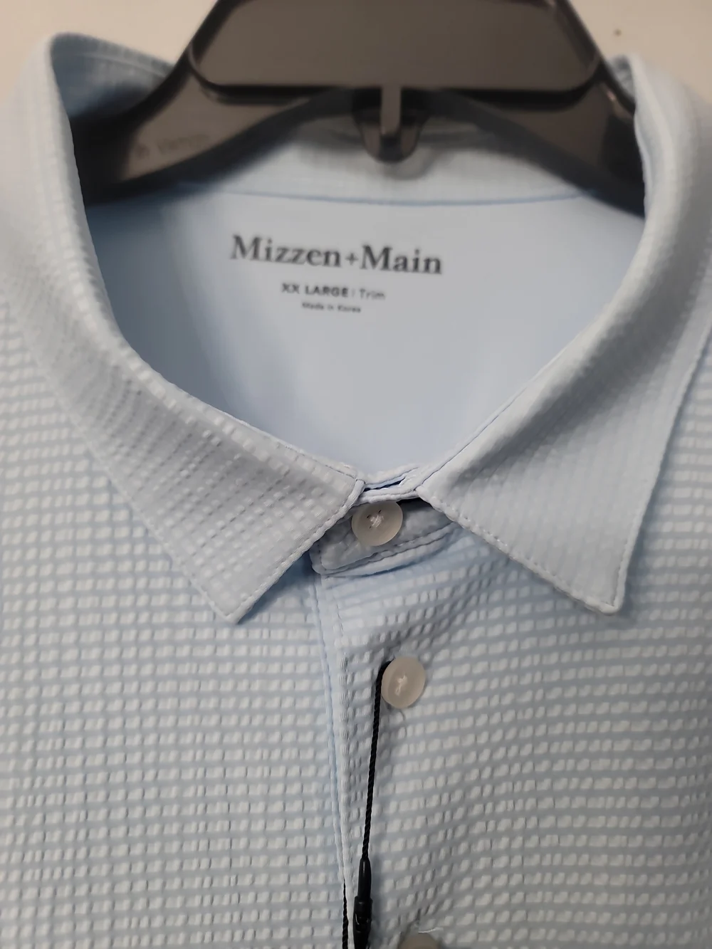 Mizzen+Main Men’s Light Blue Textured Polo